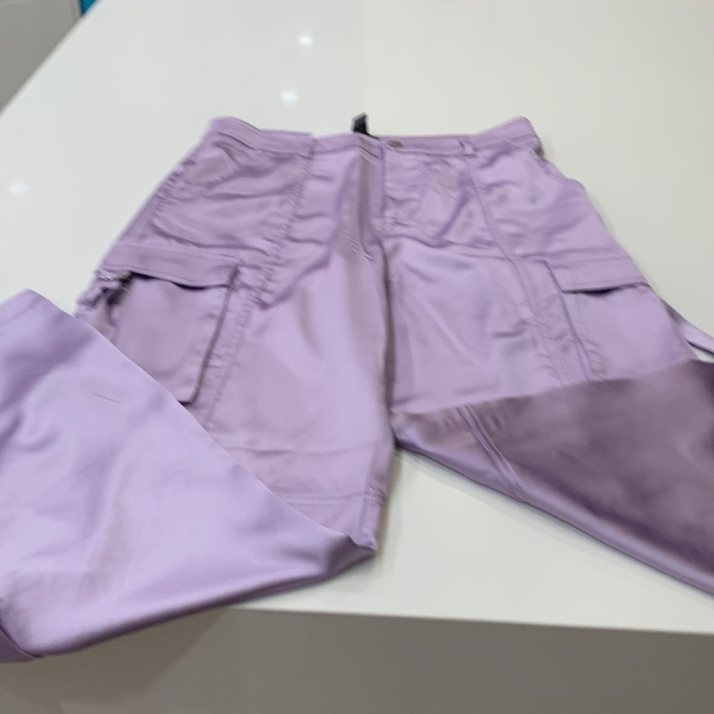 NWT Satin wide leg cargo pants. Size L